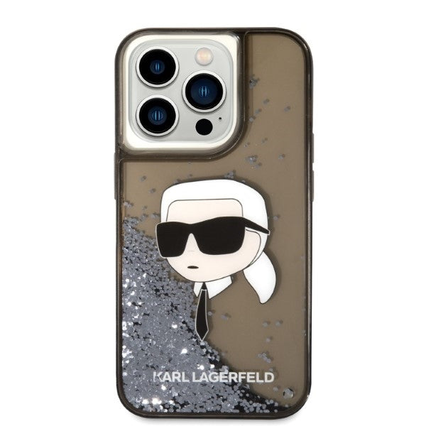 Deksel for Apple iPhone 14 Pro, Karl Lagerfeld, Glitter Karl's Head, Svart