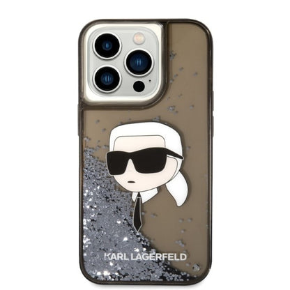 Deksel for Apple iPhone 14 Pro, Karl Lagerfeld, Glitter Karl's Head, Svart