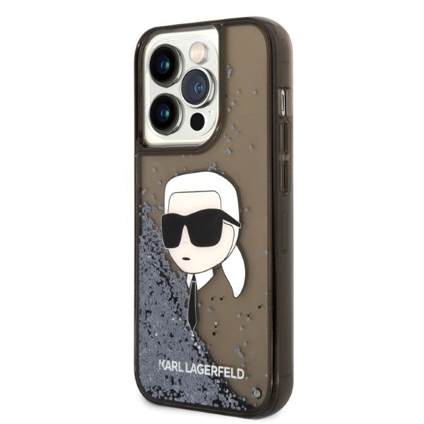 Deksel for Apple iPhone 14 Pro, Karl Lagerfeld, Glitter Karl's Head, Svart