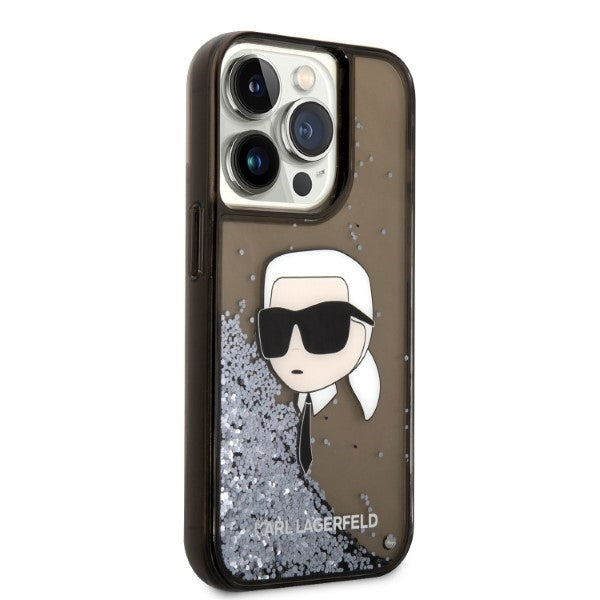 Deksel for Apple iPhone 14 Pro, Karl Lagerfeld, Glitter Karl's Head, Svart