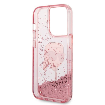 Deksel for Apple iPhone 14 Pro, Karl Lagerfeld, Glitter Karl's Head, Rosa