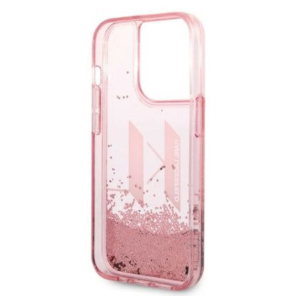 Deksel for Apple iPhone 14 Pro, Karl Lagerfeld, Glitter Liquid Big KL, Rosa