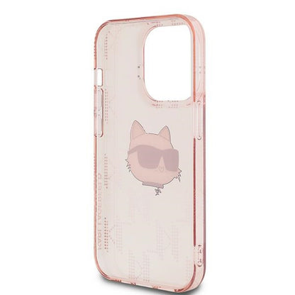 Deksel for Apple iPhone 14 Pro, Karl Lagerfeld, IML Luxury Monogram Choupette's Head, Rosa