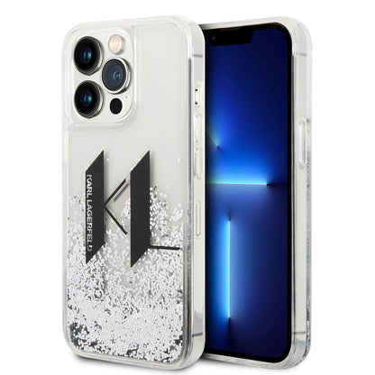 Deksel for Apple iPhone 14 Pro, Karl Lagerfeld, Liquid Glitter Big KL, Sølv