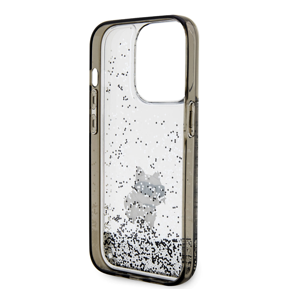 Deksel for Apple iPhone 14 Pro, Karl Lagerfeld, Liquid Glitter Choupette, Gjennomsiktig