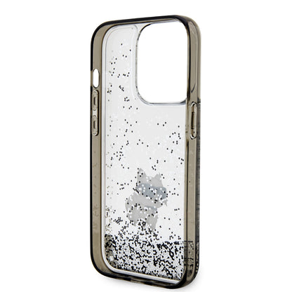 Deksel for Apple iPhone 14 Pro, Karl Lagerfeld, Liquid Glitter Choupette, Gjennomsiktig