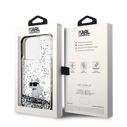 Deksel for Apple iPhone 14 Pro, Karl Lagerfeld, Liquid Glitter Choupette, Gjennomsiktig