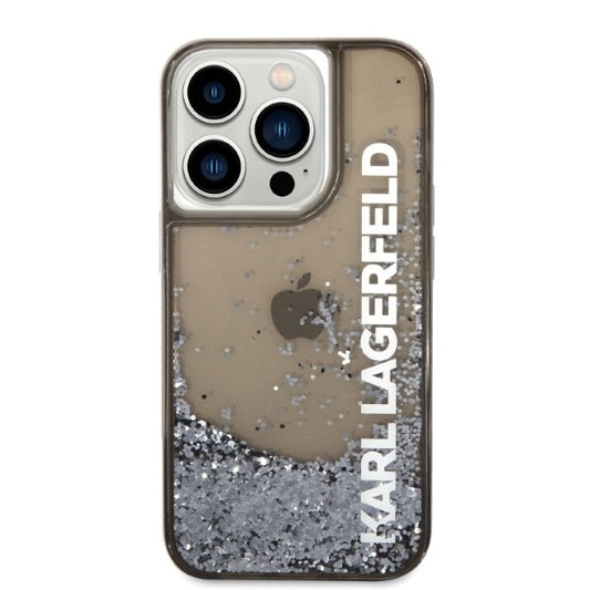 Deksel for Apple iPhone 14 Pro, Karl Lagerfeld, Liquid Glitter KL Logo, Svart