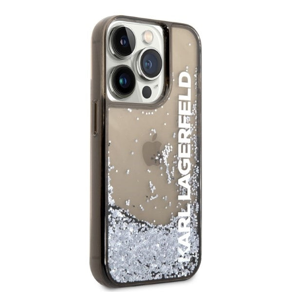 Deksel for Apple iPhone 14 Pro, Karl Lagerfeld, Liquid Glitter KL Logo, Svart