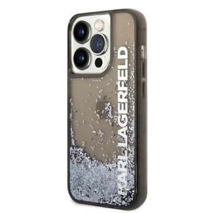 Deksel for Apple iPhone 14 Pro, Karl Lagerfeld, Liquid Glitter KL Logo, Svart