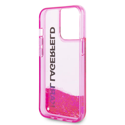 Deksel for Apple iPhone 14 Pro, Karl Lagerfeld, Liquid Glitter KL Logo, Rosa