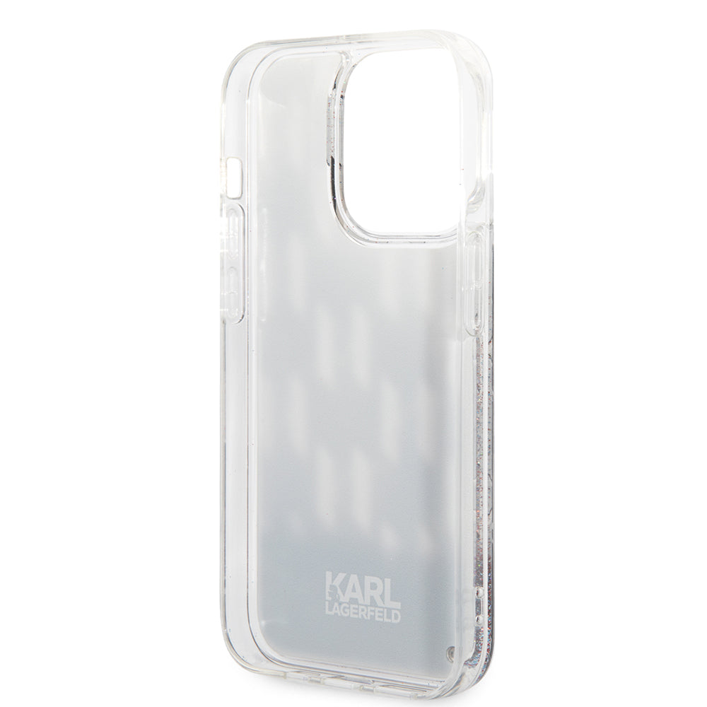 Deksel for Apple iPhone 14 Pro, Karl Lagerfeld, Liquid Glitter Monogram, Svart