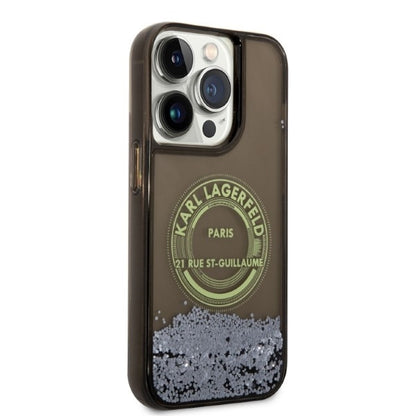 Deksel for Apple iPhone 14 Pro, Karl Lagerfeld, Liquid Glitter RSG, Svart