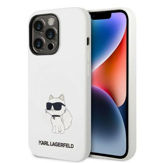 Deksel for Apple iPhone 14 Pro, Karl Lagerfeld, Silicone Choupette, Hvit