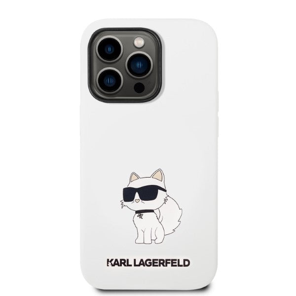 Deksel for Apple iPhone 14 Pro, Karl Lagerfeld, Silicone Choupette, Hvit