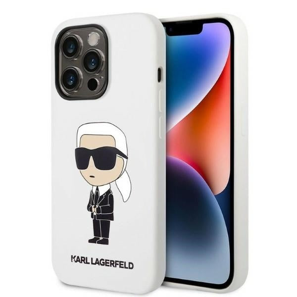 Deksel for Apple iPhone 14 Pro, Karl Lagerfeld, Silicone Ikonik NFT, Hvit