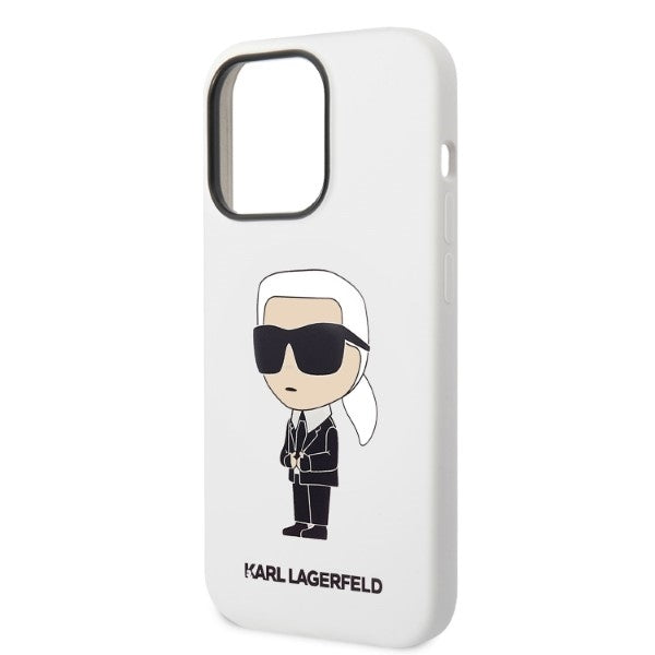 Deksel for Apple iPhone 14 Pro, Karl Lagerfeld, Silicone Ikonik NFT, Hvit