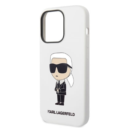 Deksel for Apple iPhone 14 Pro, Karl Lagerfeld, Silicone Ikonik NFT, Hvit