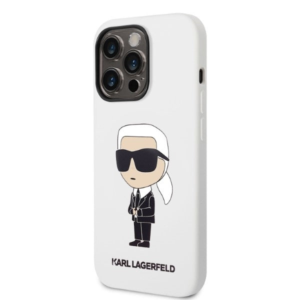 Deksel for Apple iPhone 14 Pro, Karl Lagerfeld, Silicone Ikonik NFT, Hvit