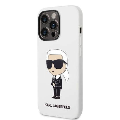 Deksel for Apple iPhone 14 Pro, Karl Lagerfeld, Silicone Ikonik NFT, Hvit