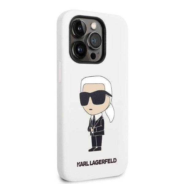Deksel for Apple iPhone 14 Pro, Karl Lagerfeld, Silicone Ikonik NFT, Hvit