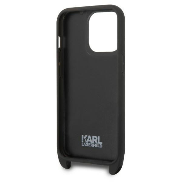 Deksel for Apple iPhone 14 Pro, Karl Lagerfeld, Monogram Ikonik Karl, Svart