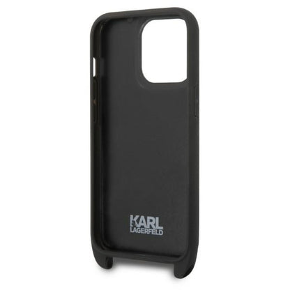 Deksel for Apple iPhone 14 Pro, Karl Lagerfeld, Monogram Ikonik Karl, Svart