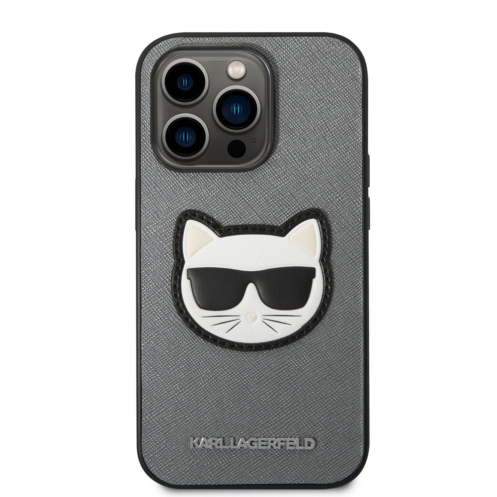Deksel for Apple iPhone 14 Pro, Karl Lagerfeld, Saffiano Choupette's Head, Sølv