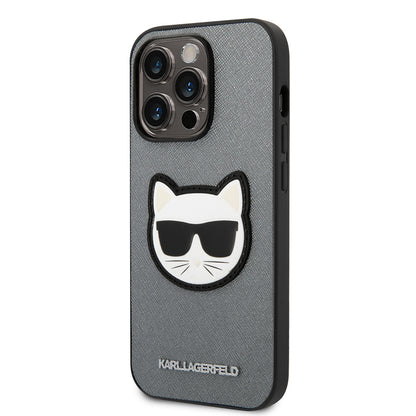 Deksel for Apple iPhone 14 Pro, Karl Lagerfeld, Saffiano Choupette's Head, Sølv