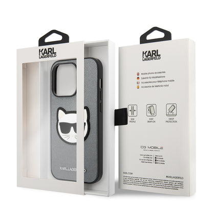 Deksel for Apple iPhone 14 Pro, Karl Lagerfeld, Saffiano Choupette's Head, Sølv