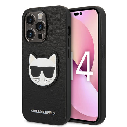 Deksel for Apple iPhone 14 Pro, Karl Lagerfeld, Saffiano Choupette's Head, Svart