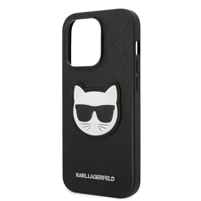 Deksel for Apple iPhone 14 Pro, Karl Lagerfeld, Saffiano Choupette's Head, Svart