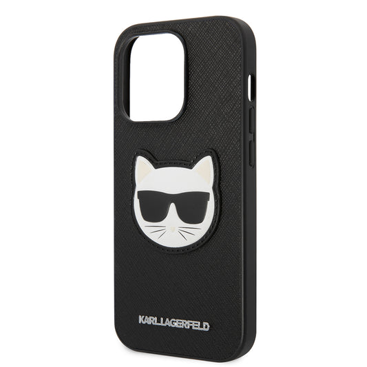 Deksel for Apple iPhone 14 Pro, Karl Lagerfeld, Saffiano Choupette's Head, Svart