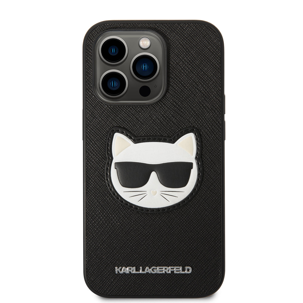 Deksel for Apple iPhone 14 Pro, Karl Lagerfeld, Saffiano Choupette's Head, Svart