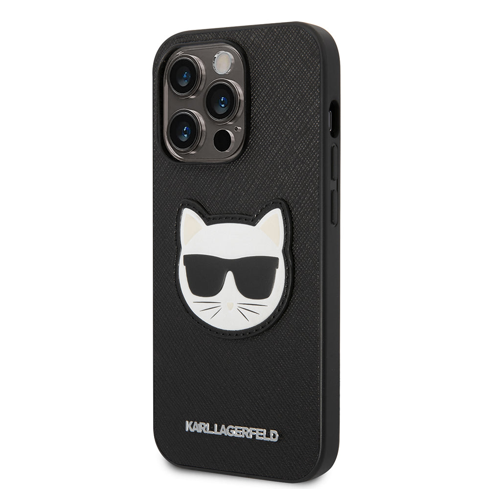 Deksel for Apple iPhone 14 Pro, Karl Lagerfeld, Saffiano Choupette's Head, Svart