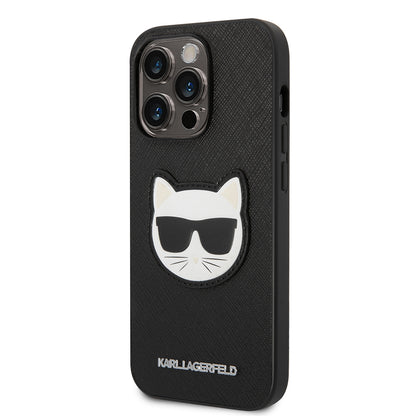 Deksel for Apple iPhone 14 Pro, Karl Lagerfeld, Saffiano Choupette's Head, Svart