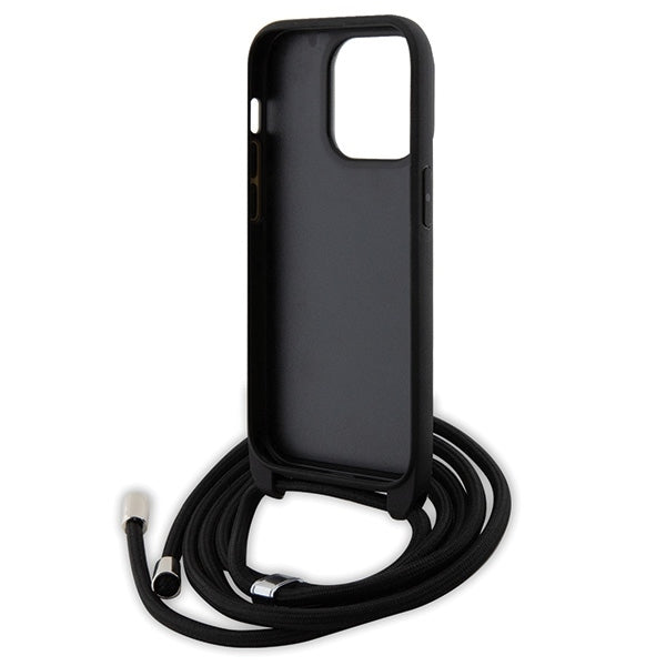 Deksel for Apple iPhone 14 Pro, Karl Lagerfeld, Saffiano Crossbody Metal Pin Karl & Choupette, Svart