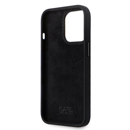 Deksel for Apple iPhone 14 Pro, Karl Lagerfeld, Silicone Choupette Metal, Svart