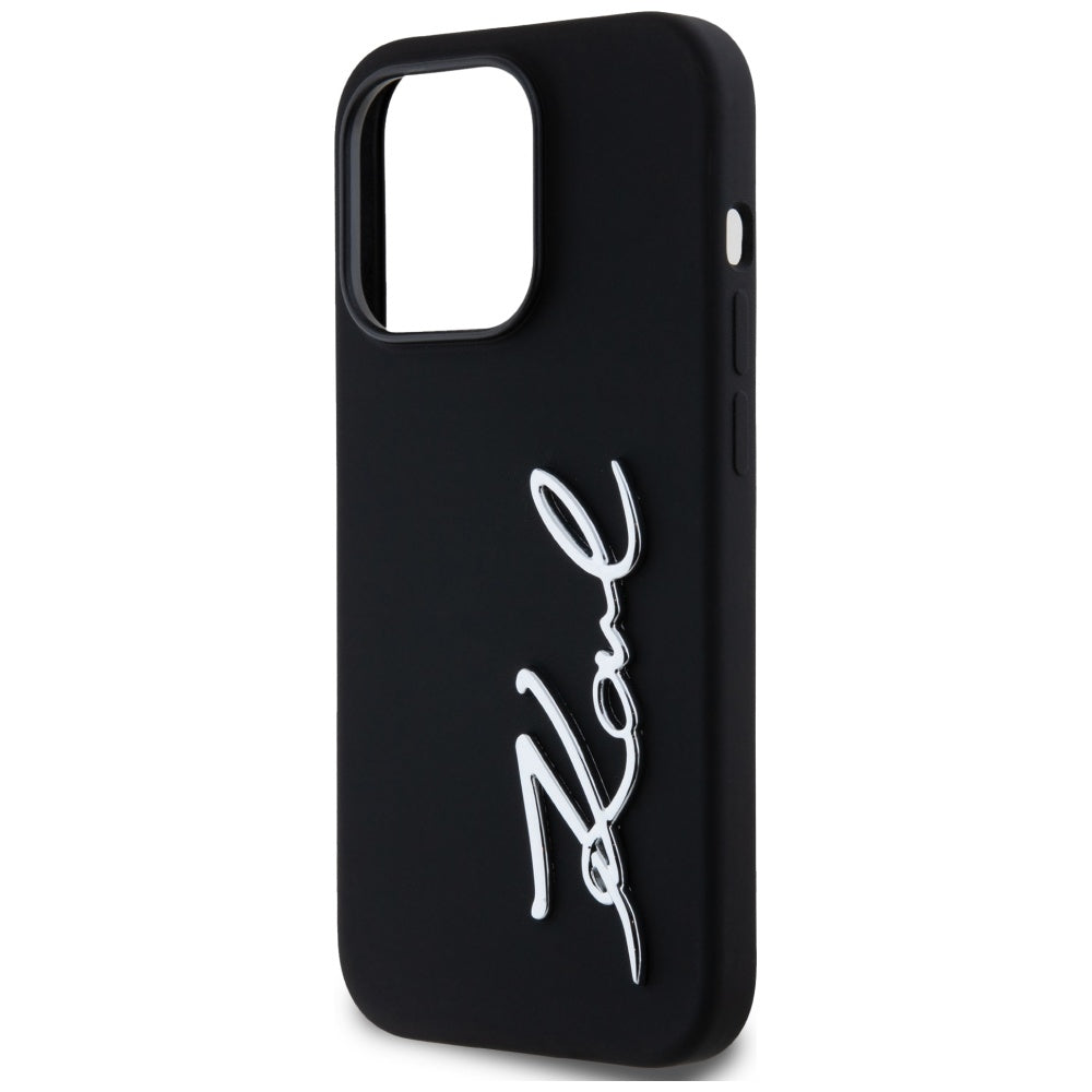 Deksel for Apple iPhone 14 Pro, Karl Lagerfeld, Silicone Karl Script, Svart