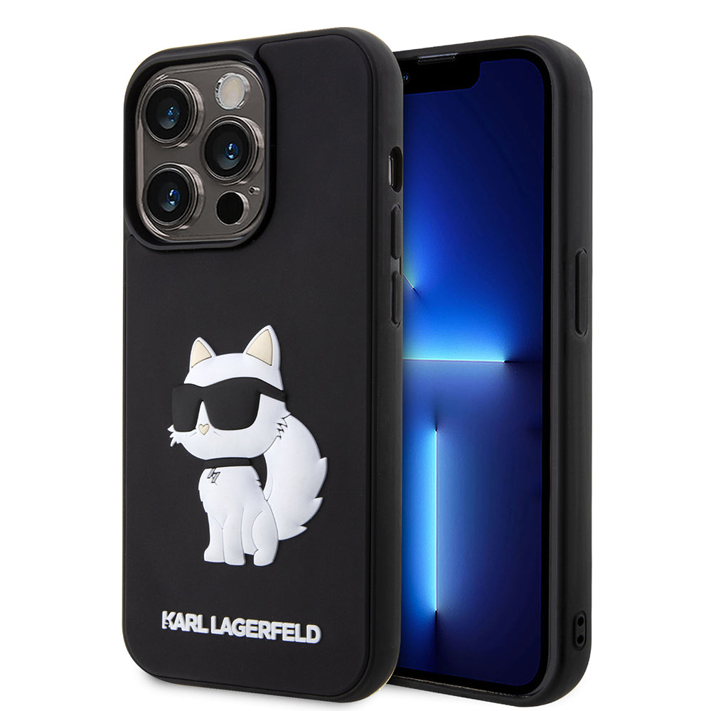 Deksel for Apple iPhone 14 Pro Max, Karl Lagerfeld, 3D Rubber Choupette, Svart