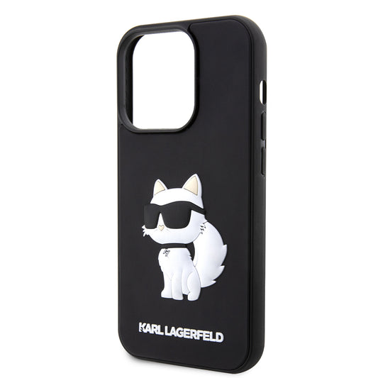 Deksel for Apple iPhone 14 Pro Max, Karl Lagerfeld, 3D Rubber Choupette, Svart