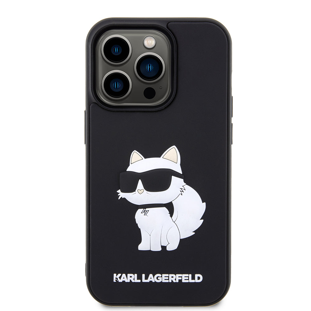 Deksel for Apple iPhone 14 Pro Max, Karl Lagerfeld, 3D Rubber Choupette, Svart