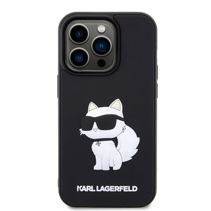 Deksel for Apple iPhone 14 Pro Max, Karl Lagerfeld, 3D Rubber Choupette, Svart