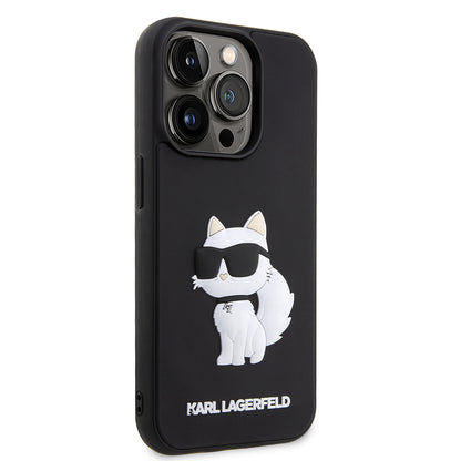 Deksel for Apple iPhone 14 Pro Max, Karl Lagerfeld, 3D Rubber Choupette, Svart