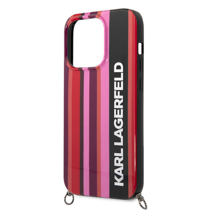 Deksel for Apple iPhone 14 Pro Max, Karl Lagerfeld, Color Stripes with Strap, Rosa