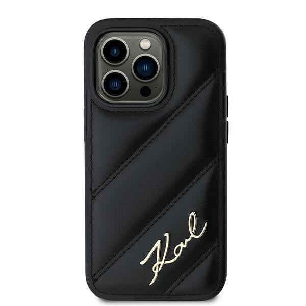 Deksel for Apple iPhone 14 Pro Max, Karl Lagerfeld, Diagonal Quilted Script, Svart