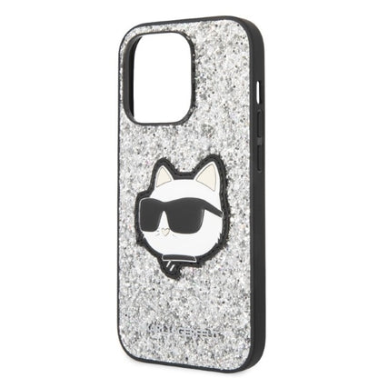 Deksel for Apple iPhone 14 Pro Max, Karl Lagerfeld, Glitter Choupette Patch, Sølvfarget
