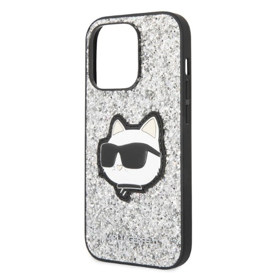 Deksel for Apple iPhone 14 Pro Max, Karl Lagerfeld, Glitter Choupette Patch, Sølvfarget