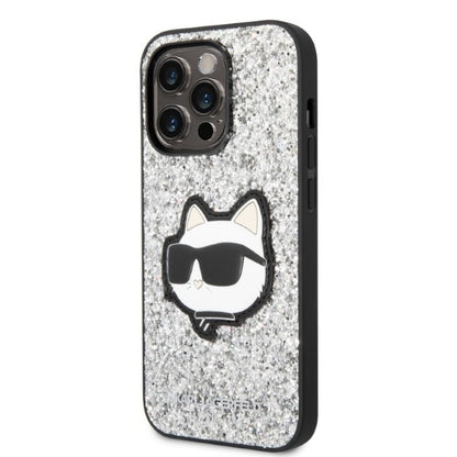 Deksel for Apple iPhone 14 Pro Max, Karl Lagerfeld, Glitter Choupette Patch, Sølvfarget
