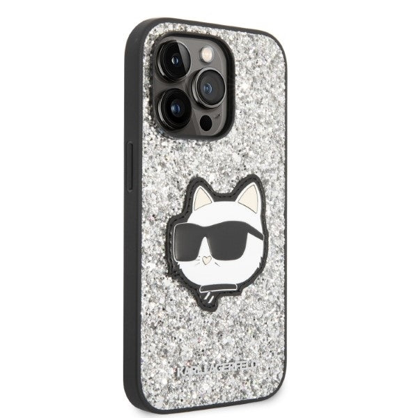 Deksel for Apple iPhone 14 Pro Max, Karl Lagerfeld, Glitter Choupette Patch, Sølvfarget